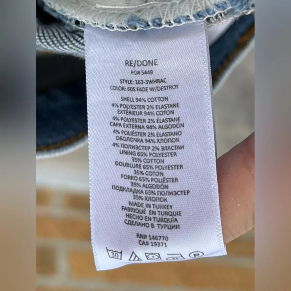 RE/DONE 90s High Rise Ankle Crop Distressed Jeans size 24 - Picture 12 of 12